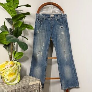 MEK Denim By Miss Me 38 Distressed Medium Wash Woodstock Bootcut Jeans